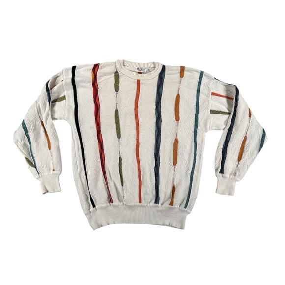 Vintage St‎ Croix 3D Knit Sweater Mens Sz XL Biggie Coogi Cosby Style Multicolor